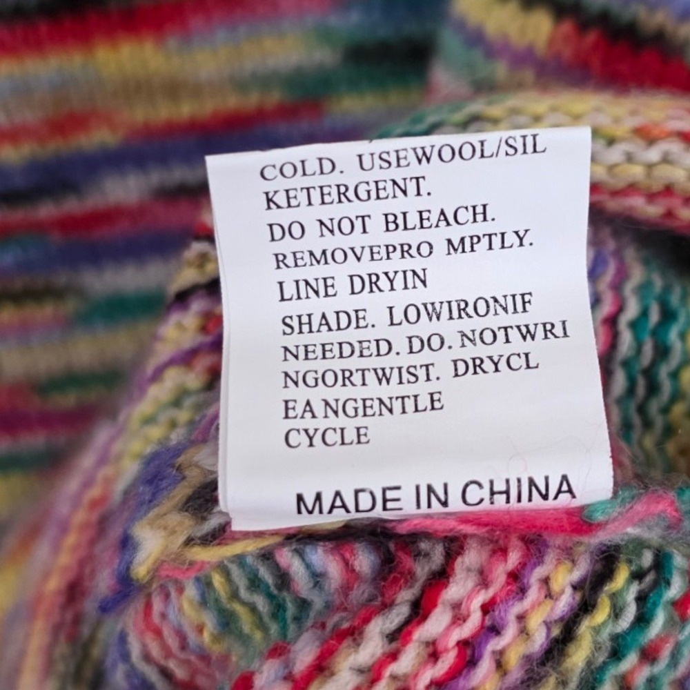 Multicolour Knitted V-Neck Sweater Lightweight Pullover‎ Large - Picture 6 of 6